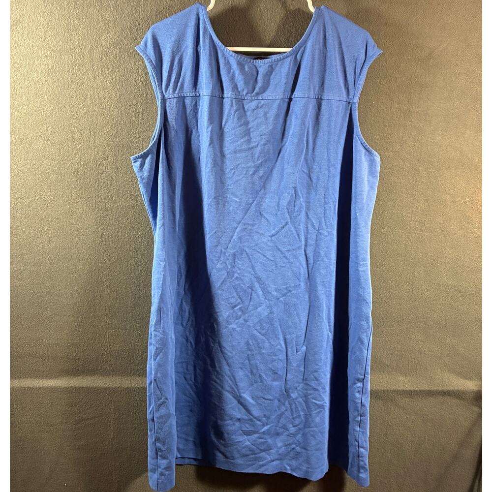 talbots women sleeveless dress 20 2x blue‎ knit stretch minimalist career plus